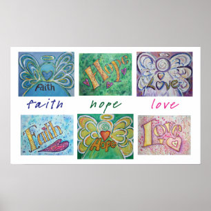 Faith Hope Kärlek Ord Collage Art Poster Skriv ut