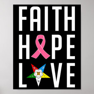 Faith Hope Kärlek Östra Star Breast Cancer Awa Poster