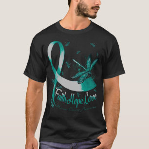 Faith Hope Kärlek Ovarian Cancer Awareness Dragonf T Shirt
