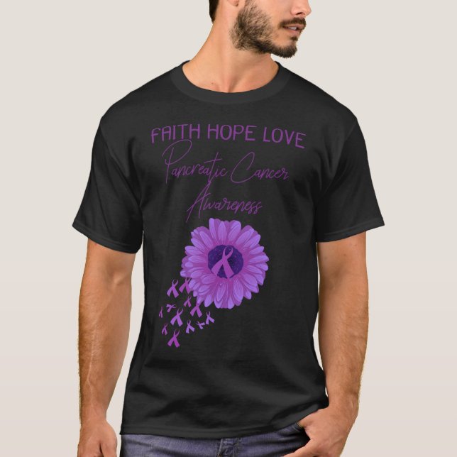 Faith Hope Kärlek Pancreatic Cancer Awareness Lila T Shirt (Framsida)