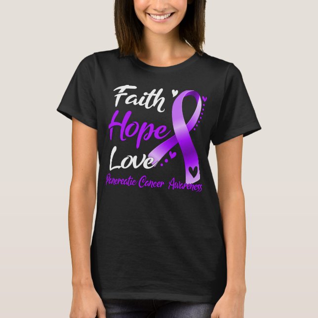 Faith Hope kärlek Pancreatic Cancer Awareness T Shirt (Framsida)