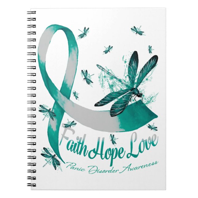 Faith Hope Kärlek Panic Disorder Awareness Dragonf Anteckningsbok (Framsidan)
