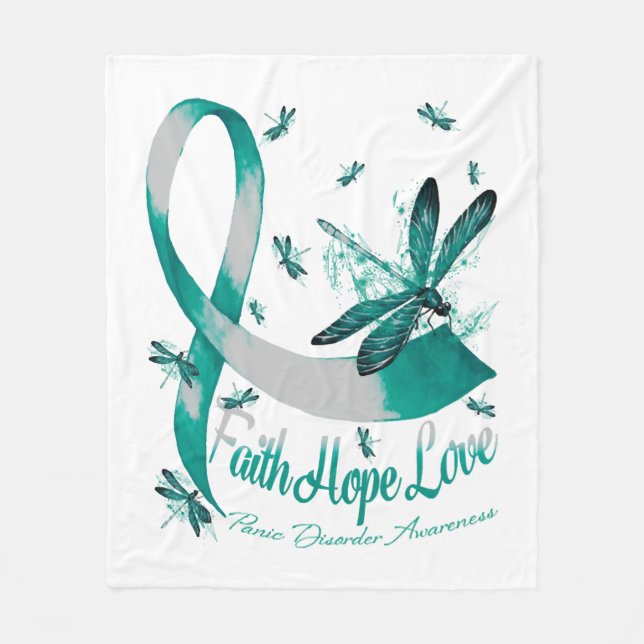 Faith Hope Kärlek Panic Disorder Awareness Dragonf Fleecefilt (Framsidan)