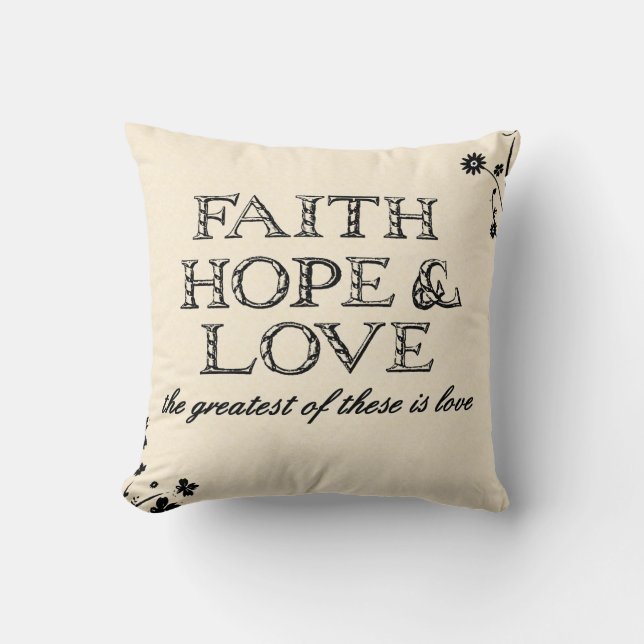 Faith, Hope & Kärlek Parchment Kudde (Framsida)