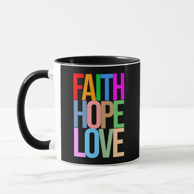 Faith Hope Kärlek Positive Colorful Mugg (Vänster)