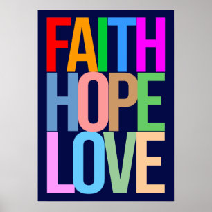 Faith Hope Kärlek Positive Colorful Poster