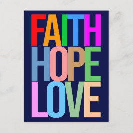 Faith Hope Kärlek Positive Colorful Vykort