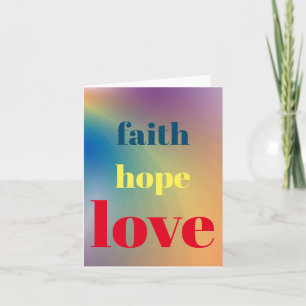Faith Hope Kärlek Rainbow Färg Anteckningskort