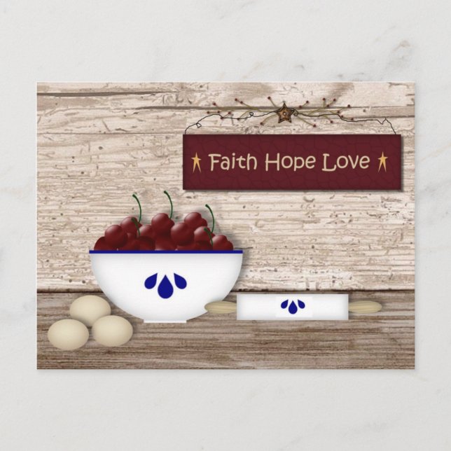 Faith Hope Kärlek Recept Cards Vykort (Framsida)