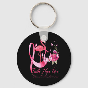 Faith Hope Kärlek Rosa Flamingo Ribbon Breast Canc Nyckelring