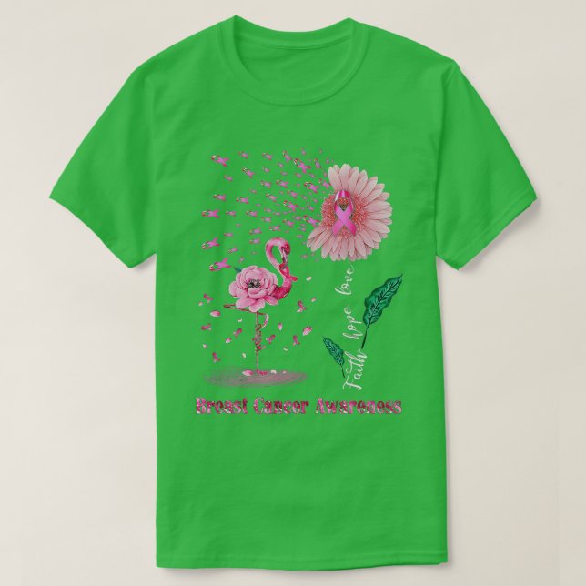 Faith Hope Kärlek Rosa Flamingo Ribbon Breast Canc T Shirt (Design framsida)
