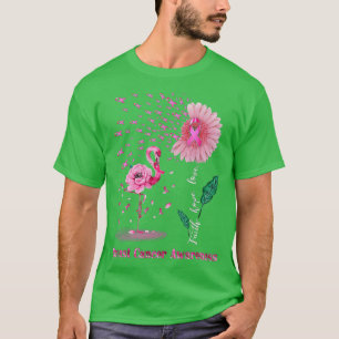 Faith Hope Kärlek Rosa Flamingo Ribbon Breast Canc T Shirt