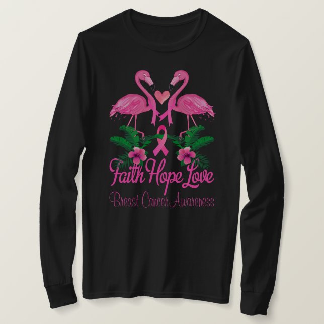 Faith Hope Kärlek Rosa Flamingo Ribbon Breast Canc T Shirt (Design framsida)