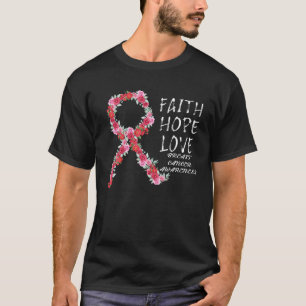 Faith Hope Kärlek Rosa Flower Breast Cancer Aware T Shirt
