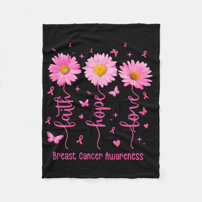 Faith Hope Kärlek Rosa Ribbon Breast Cancer Awaren Fleecefilt (Framsidan)