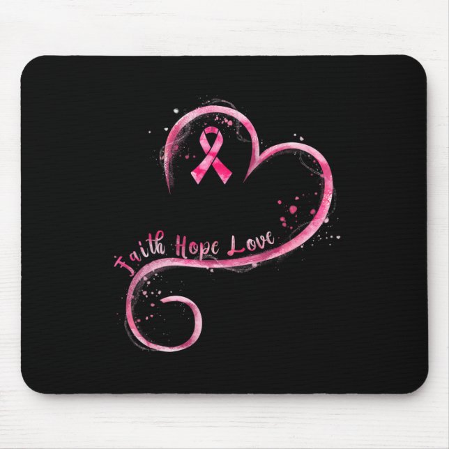 Faith Hope Kärlek Rosa Ribbon Breast Cancer Awaren Musmatta (Framsidan)