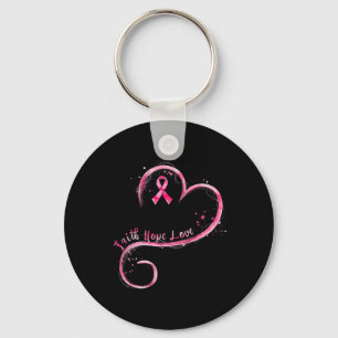 Faith Hope Kärlek Rosa Ribbon Breast Cancer Awaren Nyckelring