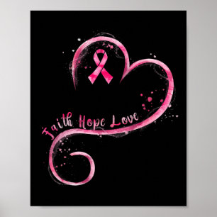 Faith Hope Kärlek Rosa Ribbon Breast Cancer Awaren Poster