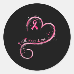 Faith Hope Kärlek Rosa Ribbon Breast Cancer Awaren Runt Klistermärke