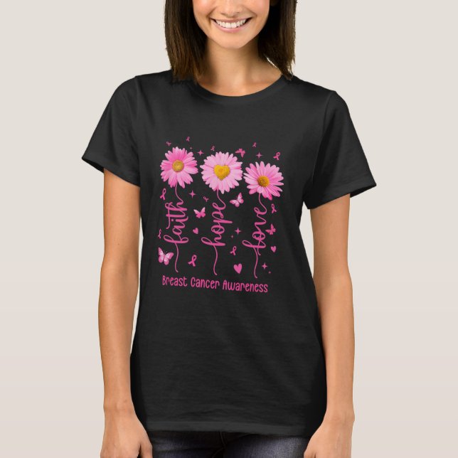 Faith Hope Kärlek Rosa Ribbon Breast Cancer Awaren T Shirt (Framsida)