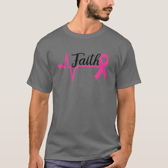 Faith Hope Kärlek Rosa Ribbon Breast Cancer Awaren T Shirt (Framsida)