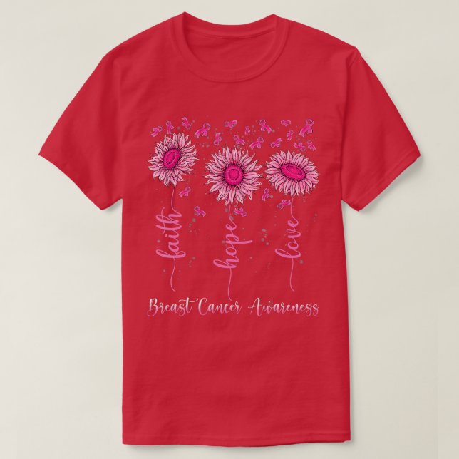 Faith Hope Kärlek Rosa Ribbon Breast Cancer Awaren T Shirt (Design framsida)