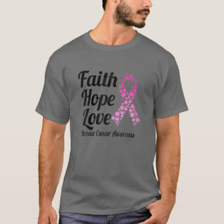 Faith Hope Kärlek Rosa Ribbon Breast Cancer Awaren T Shirt