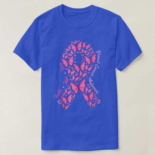 Faith Hope Kärlek Rosa Ribbon Butterflies Breast C T Shirt (Design framsida)