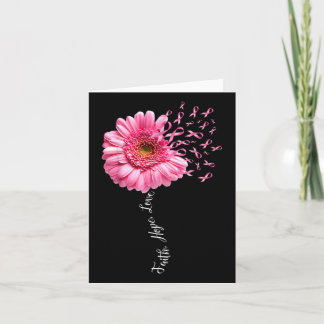 Faith Hope Kärlek Rosa Ribbon Daisy Flower Breast Kort