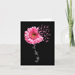 Faith Hope Kärlek Rosa Ribbon Daisy Flower Breast Kort
