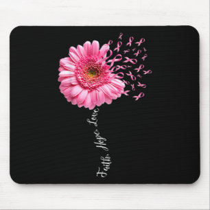 Faith Hope Kärlek Rosa Ribbon Daisy Flower Breast Musmatta