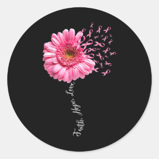 Faith Hope Kärlek Rosa Ribbon Daisy Flower Breast Runt Klistermärke