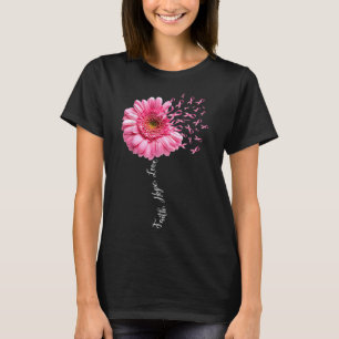 Faith Hope Kärlek Rosa Ribbon Daisy Flower Breast T Shirt
