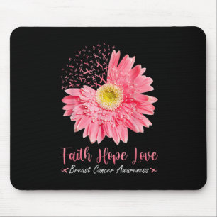 Faith Hope Kärlek Rosa Ribbon Daisy Sunblommor Bre Musmatta