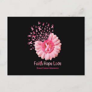Faith Hope Kärlek Rosa Ribbon Solrosfranscensur Inbjudan Vykort