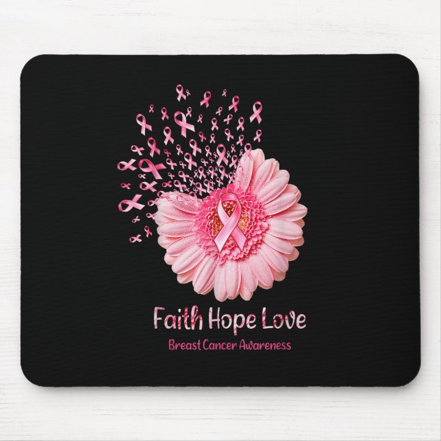 Faith Hope Kärlek Rosa Ribbon Solrosfranscensur Musmatta (Framsidan)