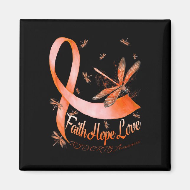 Faith Hope Kärlek RSD CRPS Awareness Dragonfly Magnet (Framsidan)