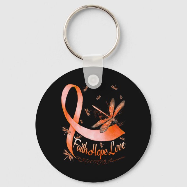 Faith Hope Kärlek Rsd Crps Awareness Dragonfly Nyckelring (Framsida)