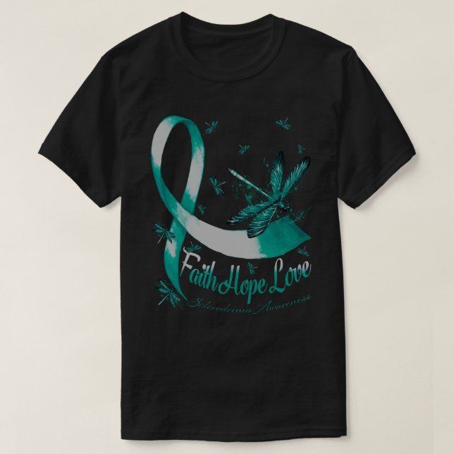 Faith Hope Kärlek Scleroderma Awareness Dragonfly T Shirt (Design framsida)