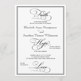 Faith Hope Kärlek Script Wedding-inbjudan Inbjudningar