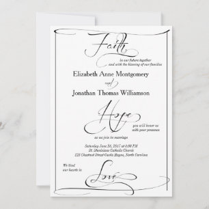 Faith Hope Kärlek Script Wedding-inbjudan Inbjudningar