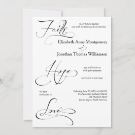 Faith Hope Kärlek Script Wedding-inbjudan Inbjudningar