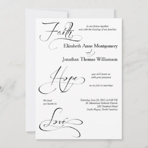 Faith Hope Kärlek Script Wedding-inbjudan Inbjudningar
