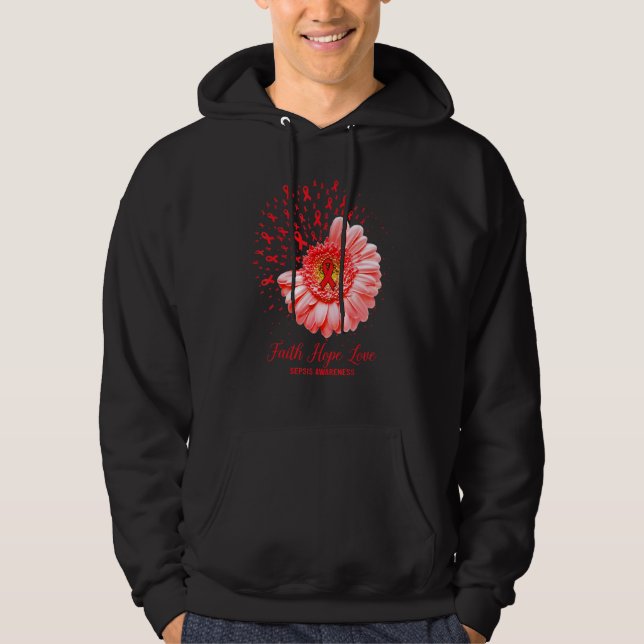 Faith Hope Kärlek Sepsis Awareness Survivor Fighte Hoodie (Framsida)