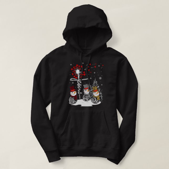 Faith Hope Kärlek Snögubbe Jesus Dandelion Christi Hoodie (Design framsida)