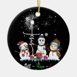 Faith Hope Kärlek Snögubbe Jesus Dandelion Christi Julgransprydnad Keramik