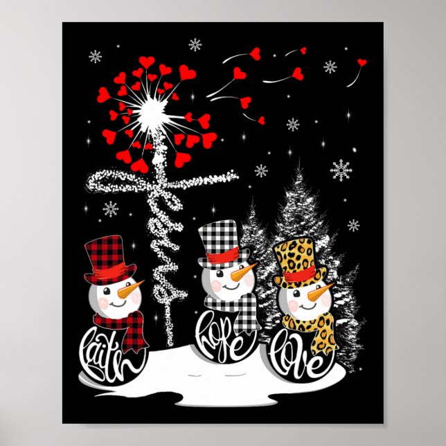 Faith Hope Kärlek Snögubbe Jesus Dandelion Christi Poster (Framsidan)