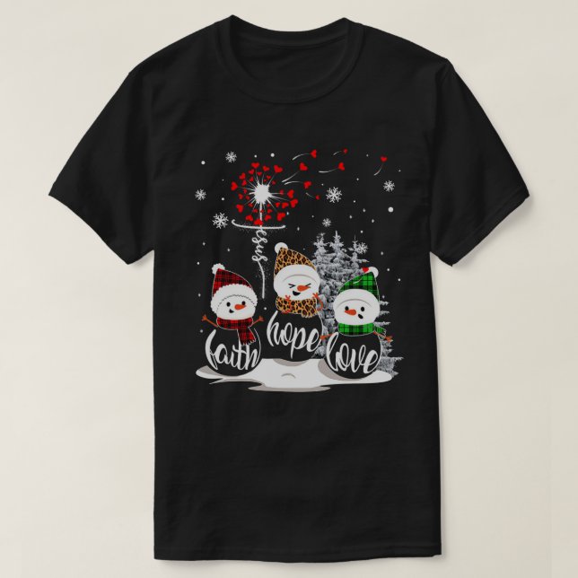 Faith Hope Kärlek Snögubbe Jesus Dandelion Christi T Shirt (Design framsida)