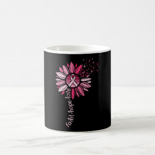 Faith Hope Kärlek Solros Breast Cancer Awareness Kaffemugg