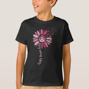 Faith Hope Kärlek Solros Breast Cancer Awareness T Shirt